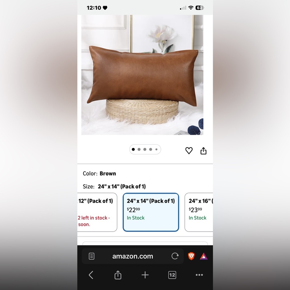 Light brown Rectangular Faux Leather Pillow Cover